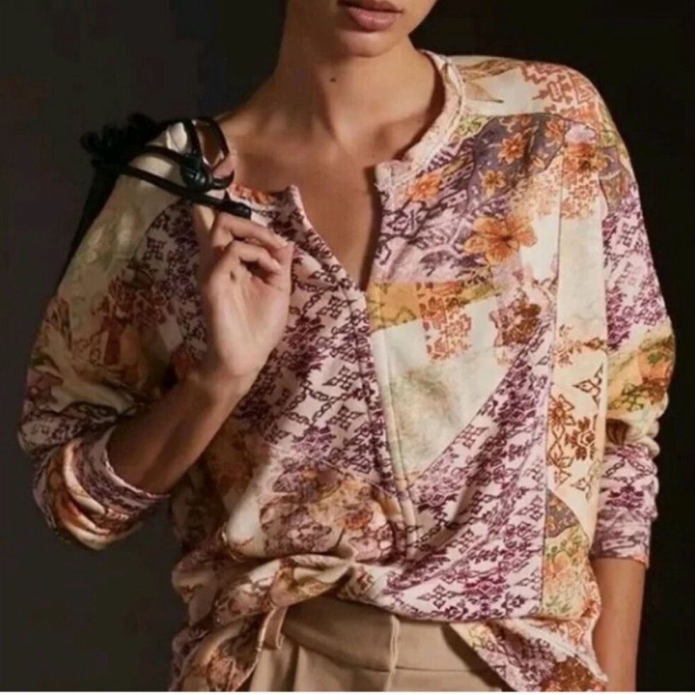 Anthropologie Pilcro Boxy Multicolor Sweatshirt Top XXSmall